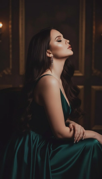Создано с помощью сервиса Создать по своему фото и промпту

Промпт пользователя:
Создай изображение меня
Максимально сохрани мою внешность
Не меняя внешности женщины с фото, в кадре предстает изысканная сцена с глубоким, таинственным  настроением и мягким благородным освещением, играющим на шелковистой коже её тела, отбрасывая нежные тени, подчеркивающие изящные изгибы. Женщина сидит, повернувшись боком, её голова изящно откинута назад и немного вверх, глаза закрыты, а губы чуть приоткрыты, создавая впечатление погруженности в нежное ощущение или мгновенный восторг. В её длинных и слегка волнистых волосах отражается слабый свет, придающий объём и текстуру, как будто их касаются едва заметные ветерок и волна. На лице и веках видна тщательно выполненная театральная мейкап-работа с выразительными стрелками и тенями, которые подчеркивают глубину закрытых глаз и делают .....

#брюнетка #женщина #студия #макияж #гламур #тренды #иисервис